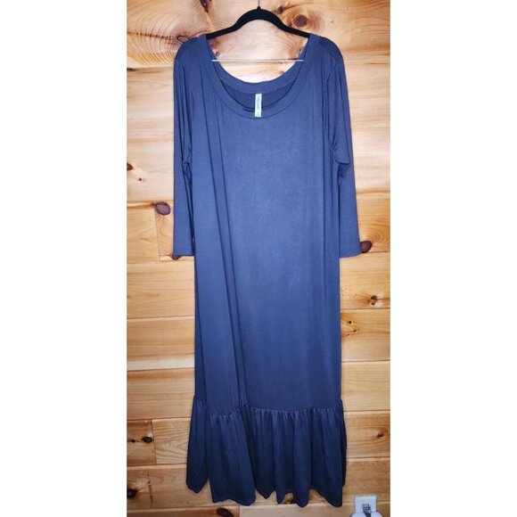 Zenana Outfitters Maxi Dress Womens Plus Size 3X Side Dark Gray Pockets - Picture 1 of 5